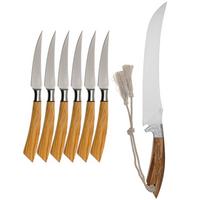 Afbeelding voor Saladini 6-delige steakmessenset olijfhout met Saladini champagnesabel olijfhout