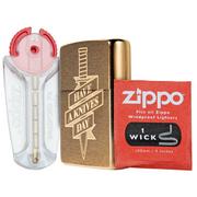 Afbeelding voor Knivesandtools Zippo Brass Brushed Knife, messing, aansteker met extra Flint en Lont