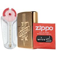 Afbeelding voor Knivesandtools Zippo Brass Brushed Knife, messing, aansteker met extra Flint en Lont