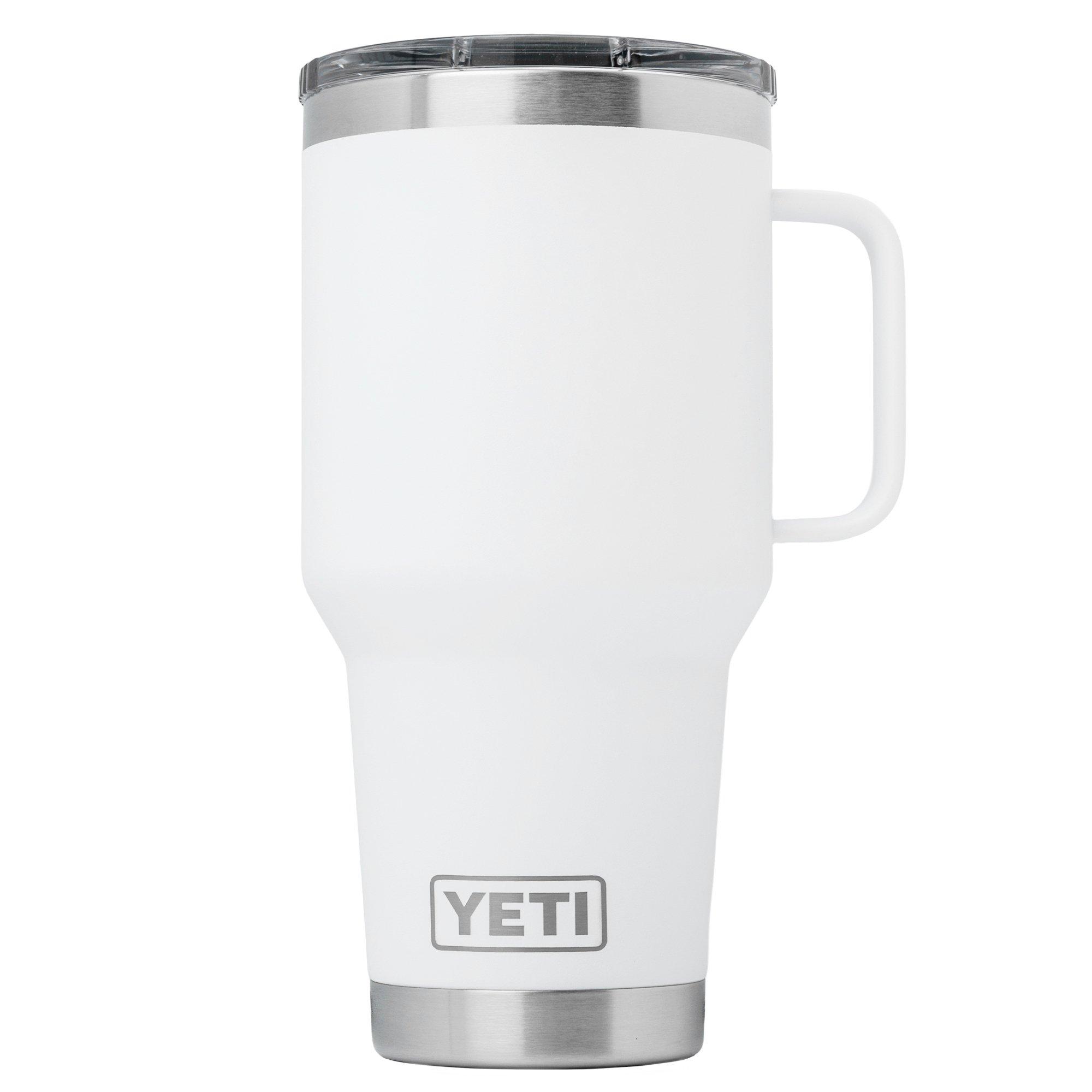 Yeti Rambler Travel Mug 30oz Stronghold Lid, White, thermos travel mug with lid, 887 ml