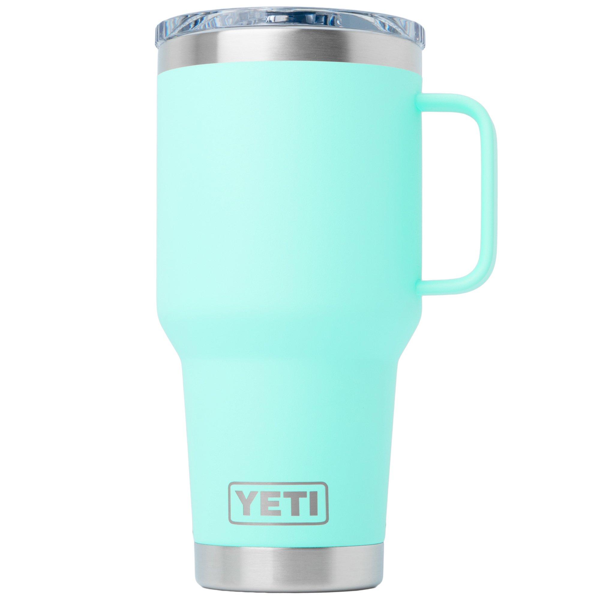 Yeti Rambler Travel Mug 30oz Stronghold Lid, Seafoam, thermos travel mug with lid, 887 ml