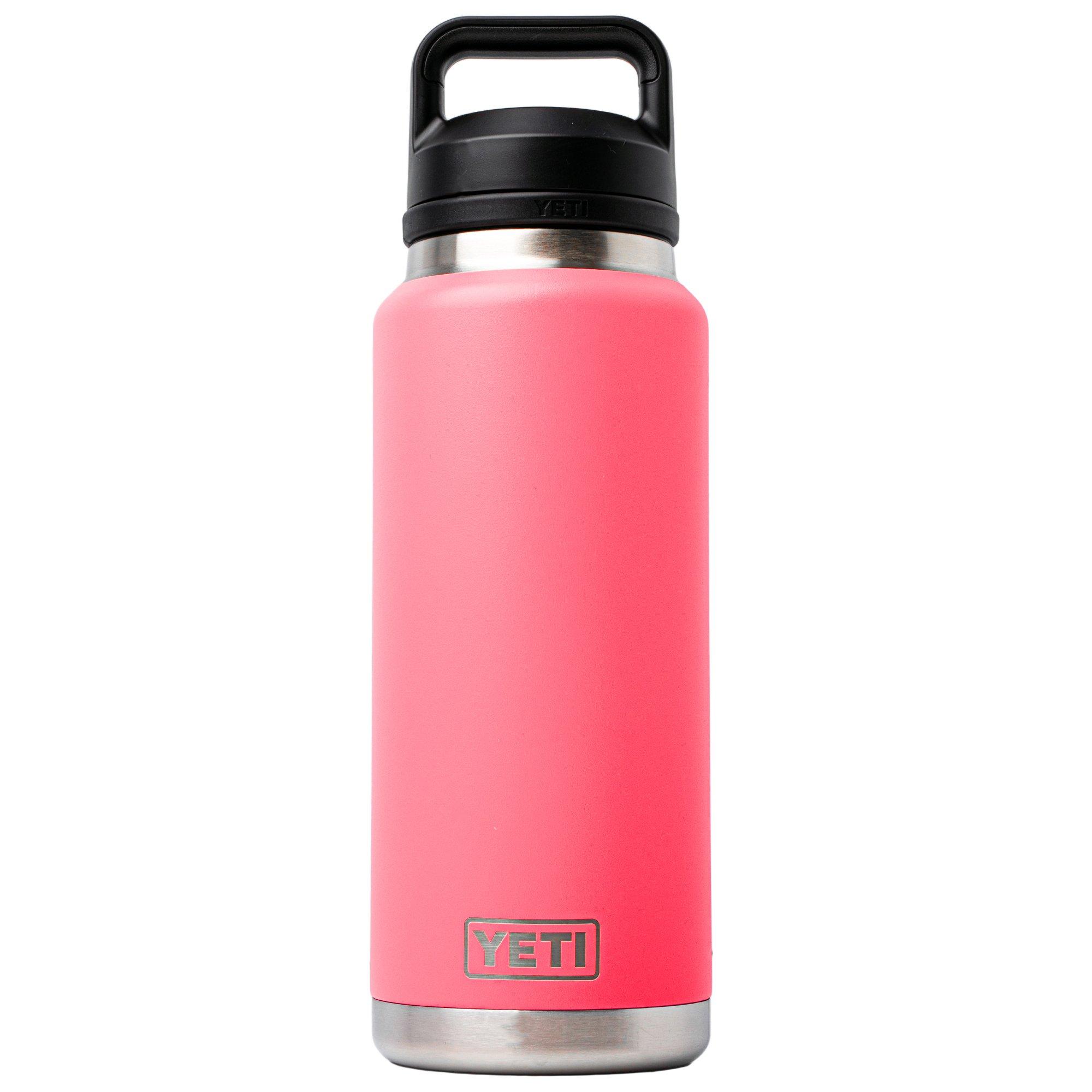 Yeti Rambler Bottle 36oz Chug Cap, Tropical Pink, thermos bottle with drinking spout, 1L