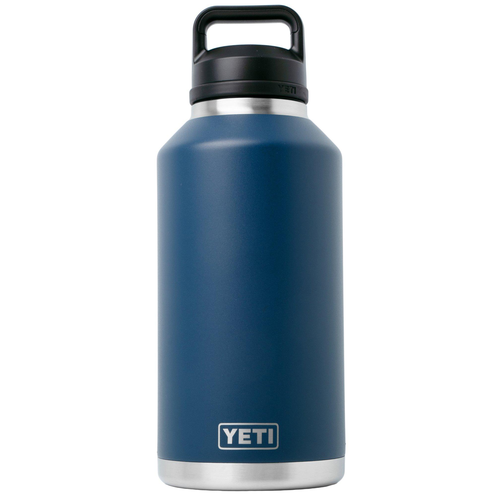 Yeti Rambler Bottle 64oz Chug Cap, Navy Blue, thermos bottle with drinking spout, 1.9L