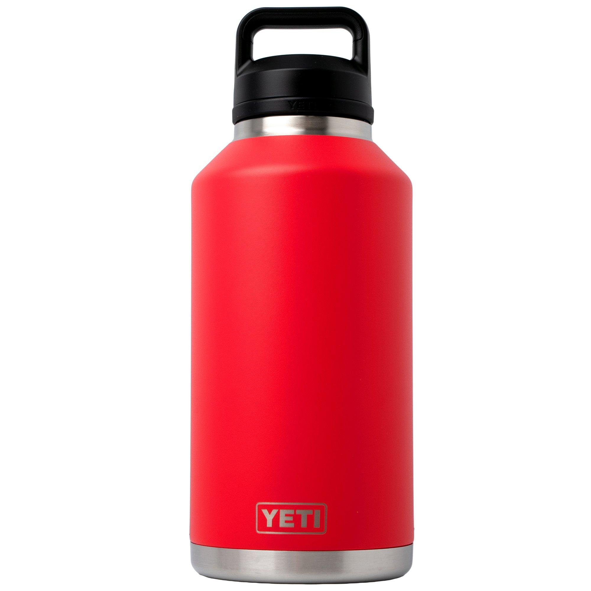 Yeti Rambler Bottle 64oz Chug Cap, Rescue Red, thermos bottle with drinking spout, 1.9L