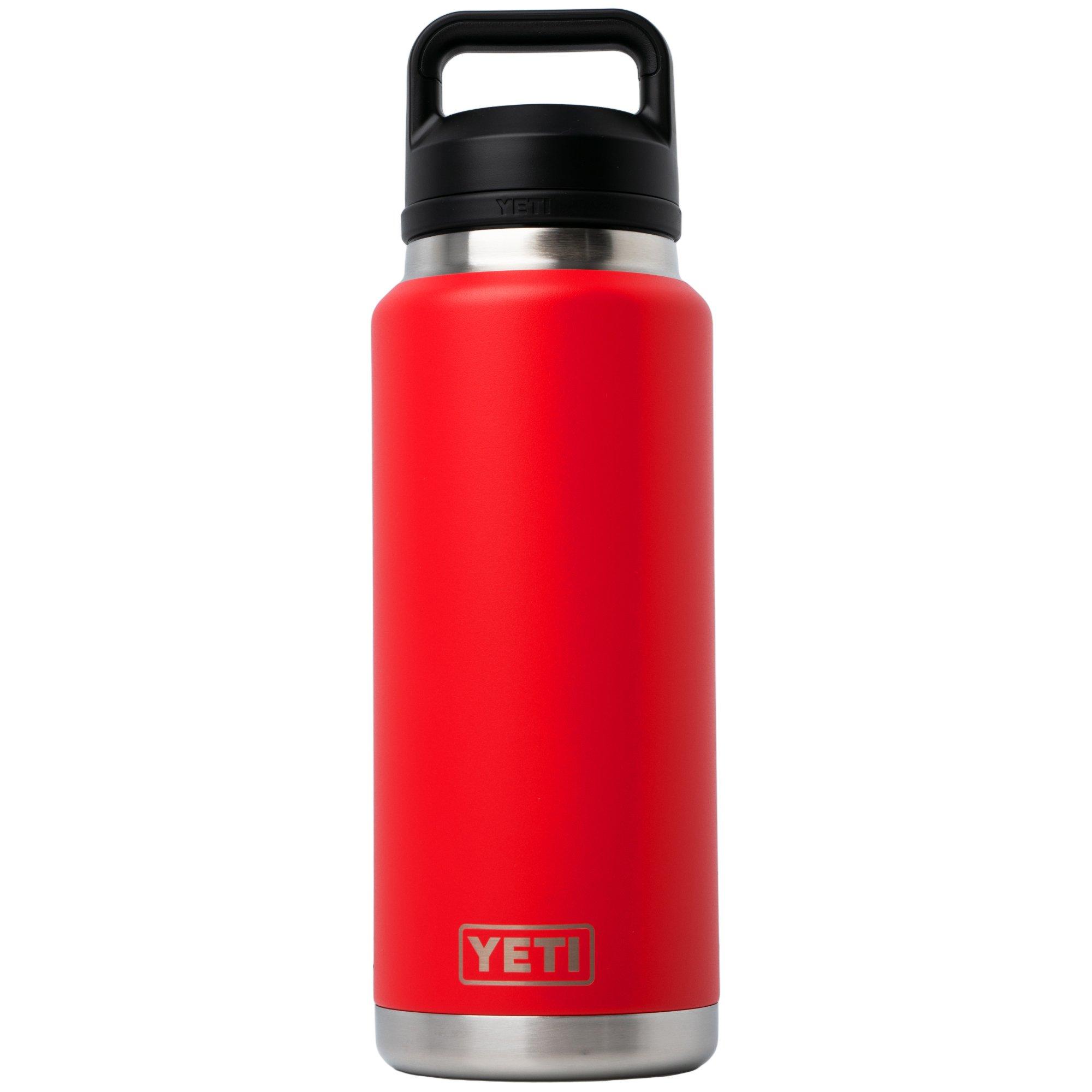 Yeti Rambler Bottle 36oz Chug Cap, Rescue Red, thermos bottle with drinking spout, 1L