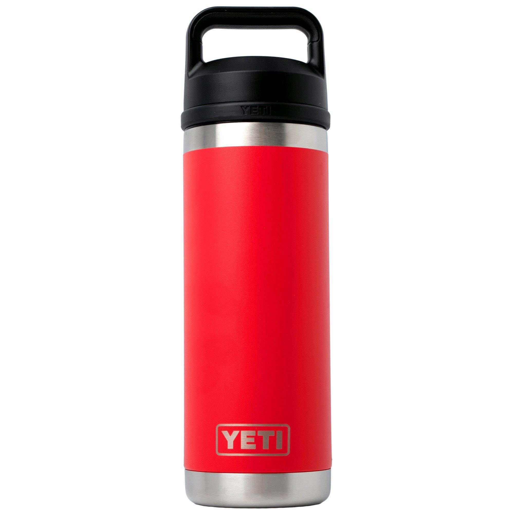Yeti Rambler Bottle 18oz Chug Cap, Rescue Red, thermos bottle with drinking spout, 532 ml