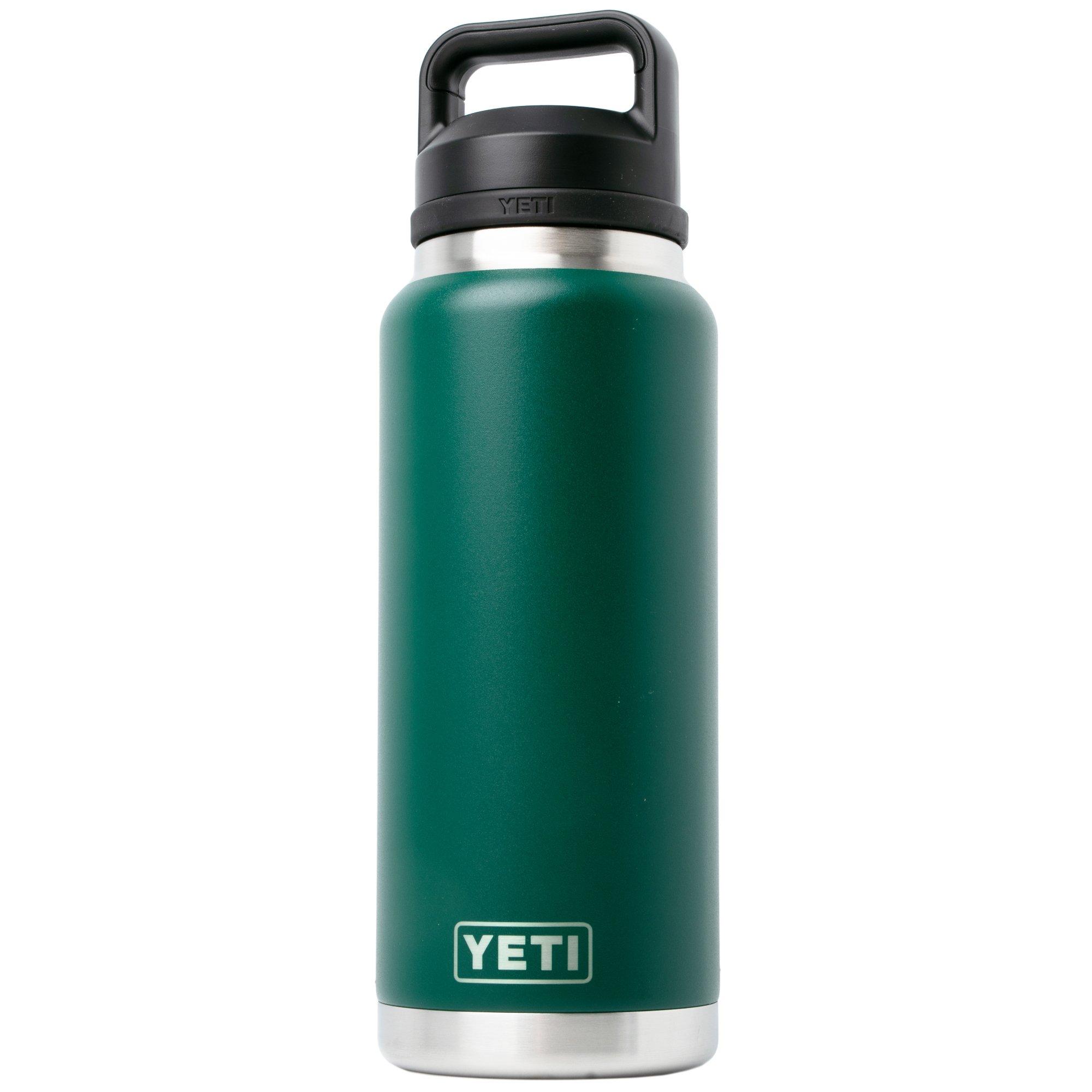 Yeti Rambler Bottle 36oz Chug Cap, Black Forest Green, thermos bottle with drinking spout, 1L
