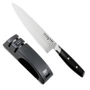 Yaxell Tsuchimon 36752, Juego de regalo de 2 piezas de cuchillo de chef y afilador de cuchillos