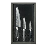 Yaxell Tsuchimon 36754, set de 3 couteaux : couteau de chef, couteau universel et couteau à éplucher