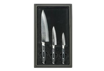 Yaxell Tsuchimon 36754, set de 3 couteaux : couteau de chef, couteau universel et couteau à éplucher