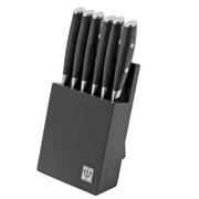 Yaxell Tsuchimon 36771 6-piece steak knife set with knife block, black