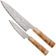 Bild für Yaxell Sazanami 37092, 95th Anniversary Limited Edition, SG2 Damascus, Octagonal Curly Maple, 2-teiliges Messerset