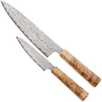 Bild für Yaxell Sazanami 37092, 95th Anniversary Limited Edition, SG2 Damascus, Octagonal Curly Maple, 2-teiliges Messerset