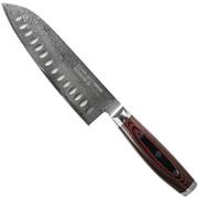 Yaxell Super Gou 37118 santoku con hoyuelos Acero de damasco de 161 capas, 16,5 cm