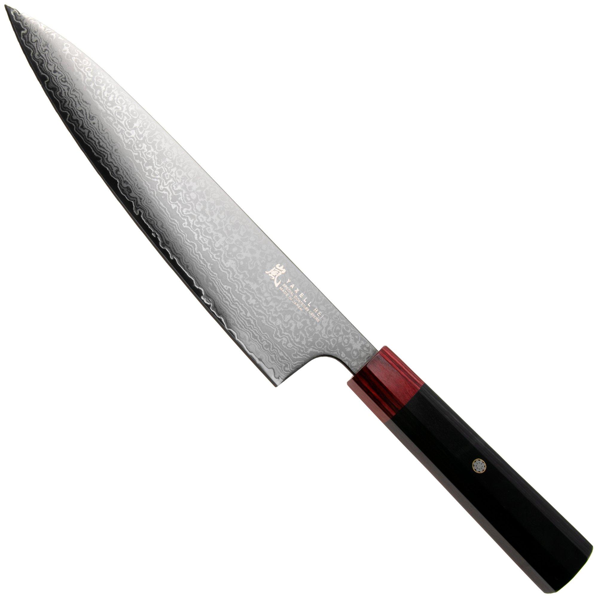 Yaxell Rei YL37400, acero damasco de 69 capas, VG10, recubrimiento DLC, cuchillo de chef, 20 cm