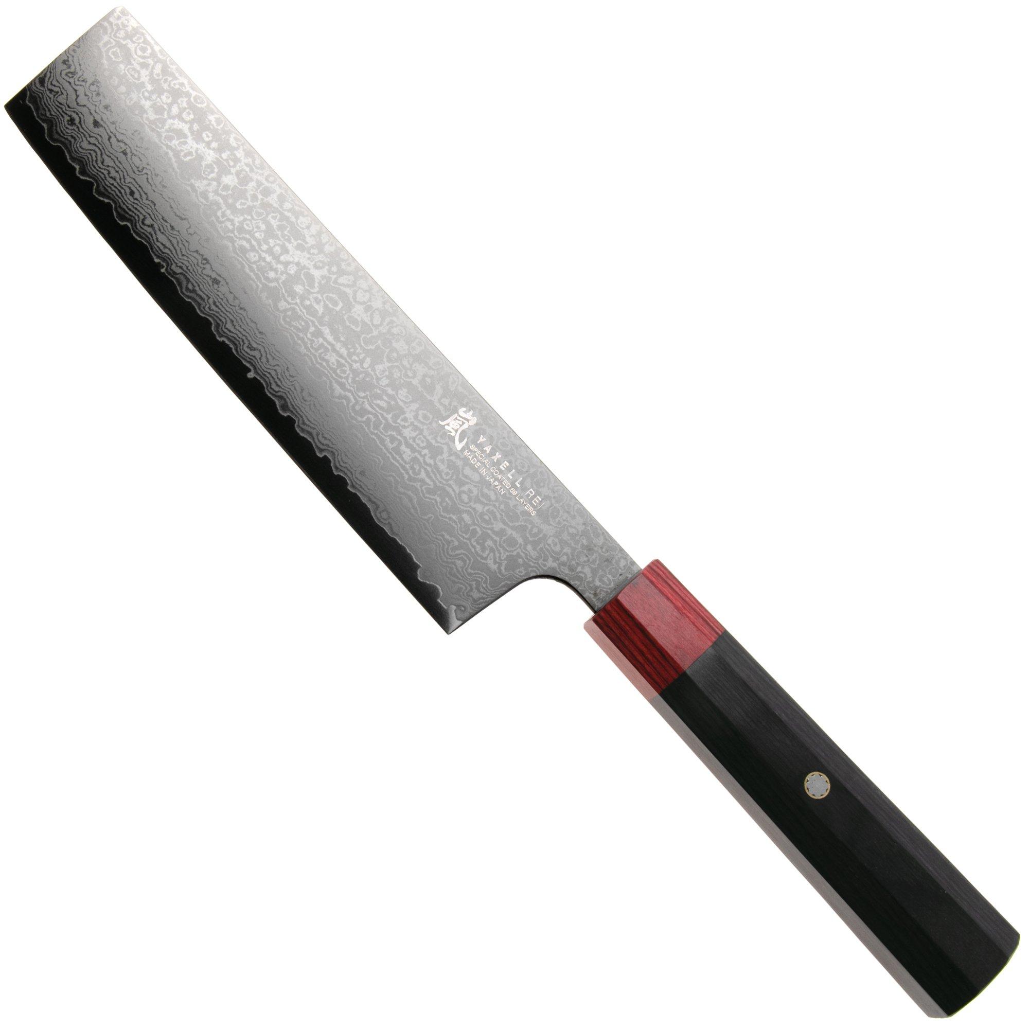 Yaxell Rei YL37444, acero damasco de 69 capas, VG10, recubrimiento DLC, nakiri, 16,5 cm