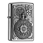 Zippo Steampunk Pocket Watch Emblem 2004742, Street Chrome, accendino