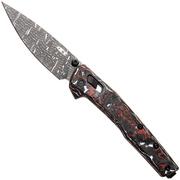 Afbeelding voor Zero Tolerance 0117VFDAM Vegas Forge Damascus, Red White Carbon Fiber zakmes