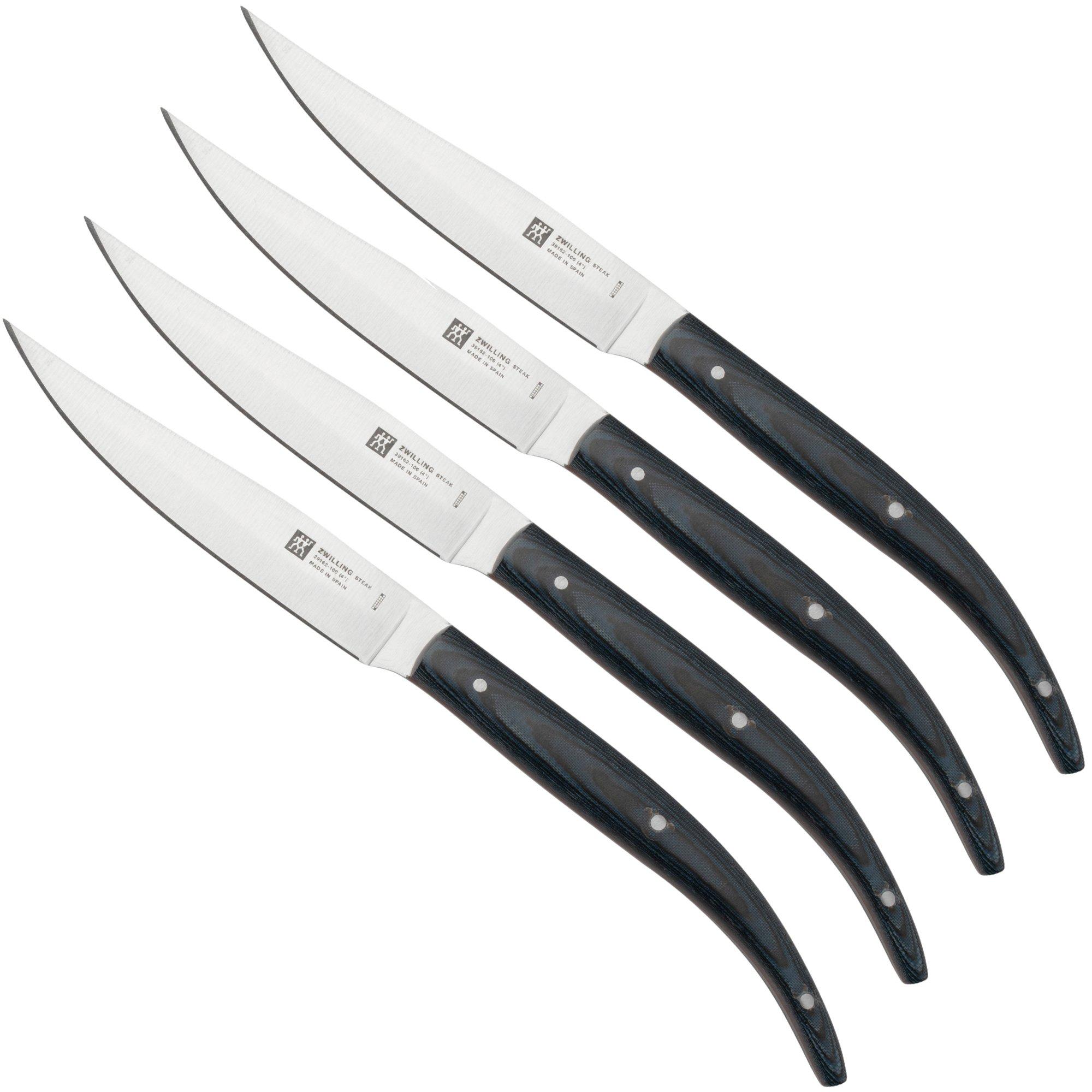 Zwilling Steak 39162, 4-piece steak knife set, micarta blue