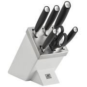 Zwilling All Star 1022776, 7-peças conjunto de facas com bloco de facas, branco/prateado