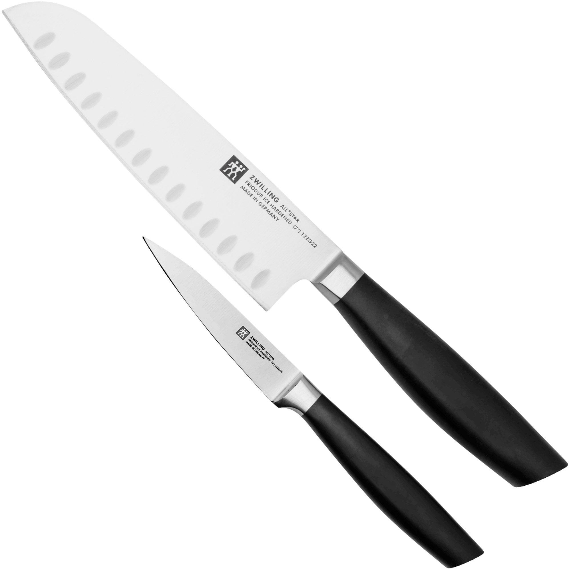 Zwilling All Star 1022779, 2-teiliges Messerset, Santoku und Schälmesser, schwarz